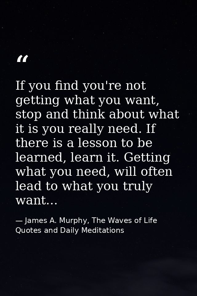 If you find you're not getting what you want, stop and think about what it is you really need. If there is a lesson to b — James A. Murphy, The Waves of Life Quotes and Daily Meditations