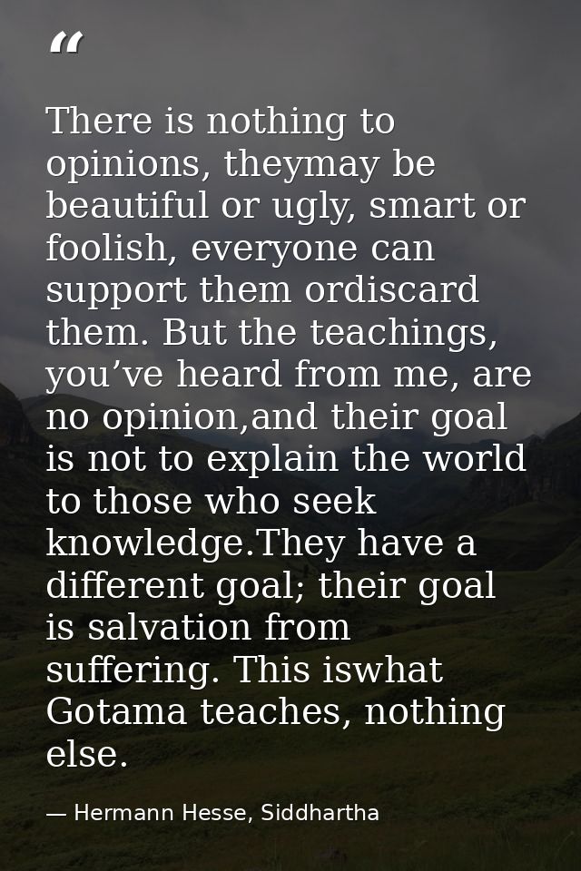 There is nothing to opinions, theymay be beautiful or ugly, smart or foolish, everyone can support them ordiscard them.  — Hermann Hesse, Siddhartha