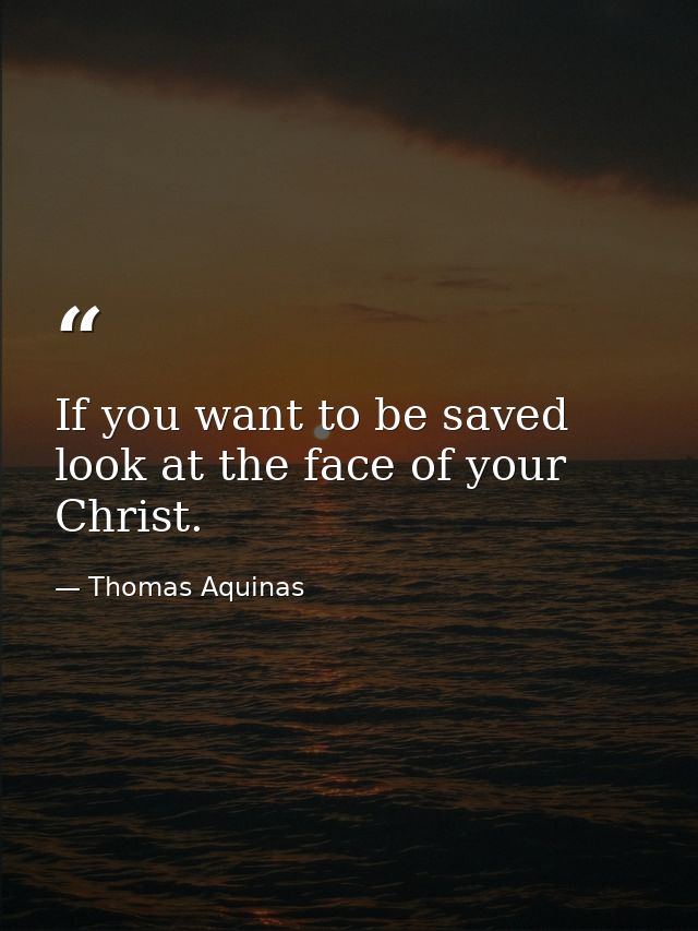 If you want to be saved look at the face of your Christ. — Thomas Aquinas