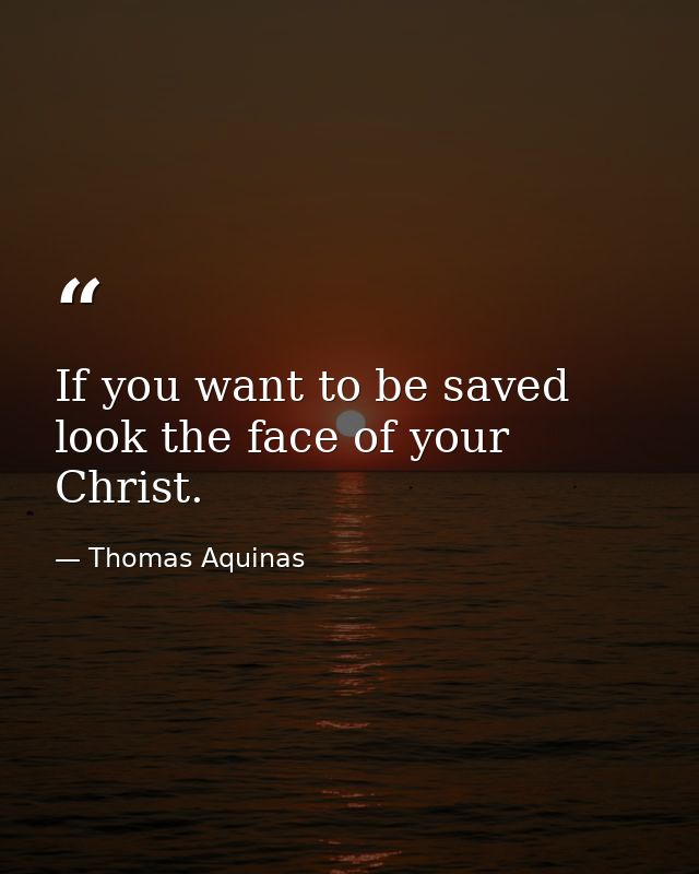 If you want to be saved look the face of your Christ. — Thomas Aquinas
