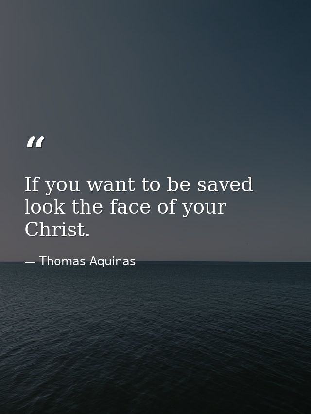 If you want to be saved look the face of your Christ. — Thomas Aquinas