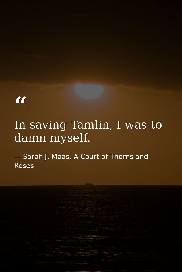 In saving Tamlin, I was to damn myself. — Sarah J. Maas, A Court of Thorns and Roses