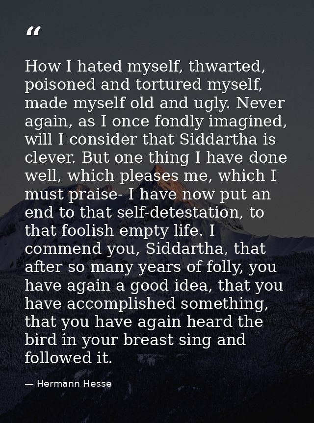 How I hated myself, thwarted, poisoned and tortured myself, made myself old and ugly. Never again, as I once fondly imag — Hermann Hesse