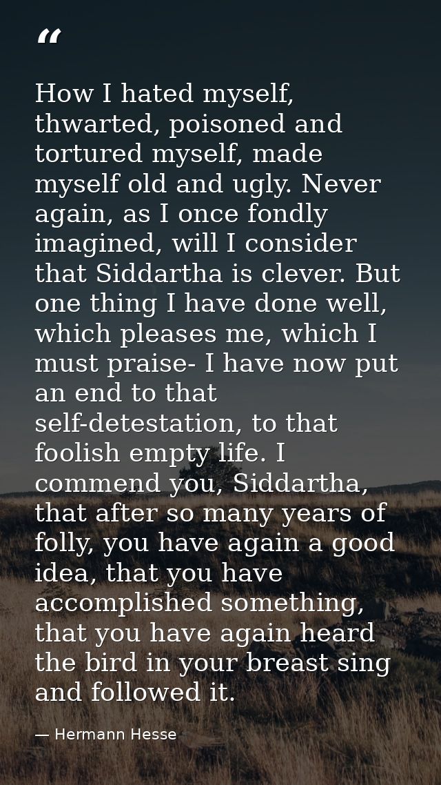 How I hated myself, thwarted, poisoned and tortured myself, made myself old and ugly. Never again, as I once fondly imag — Hermann Hesse