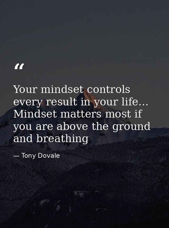 Your mindset controls every result in your life... Mindset matters most if you are above the ground and breathing — Tony Dovale