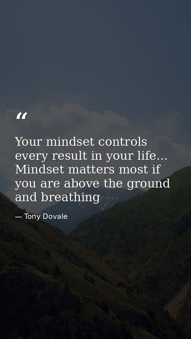 Your mindset controls every result in your life... Mindset matters most if you are above the ground and breathing — Tony Dovale