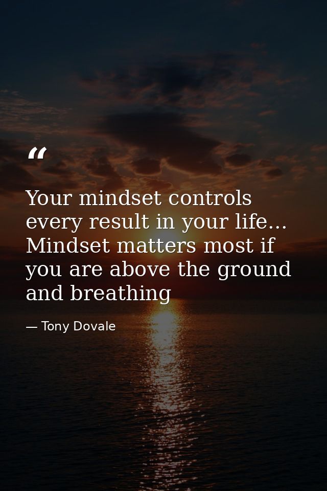 Your mindset controls every result in your life... Mindset matters most if you are above the ground and breathing — Tony Dovale