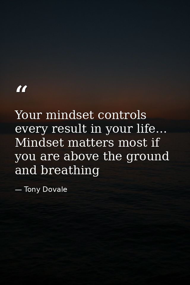 Your mindset controls every result in your life... Mindset matters most if you are above the ground and breathing — Tony Dovale
