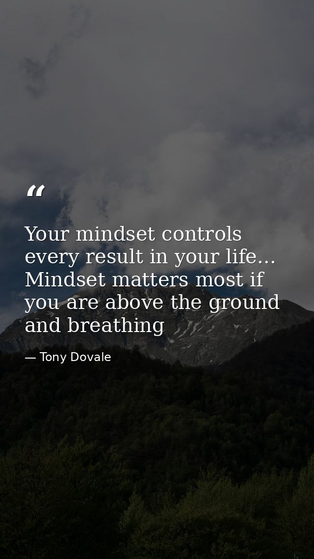 Your mindset controls every result in your life... Mindset matters most if you are above the ground and breathing — Tony Dovale