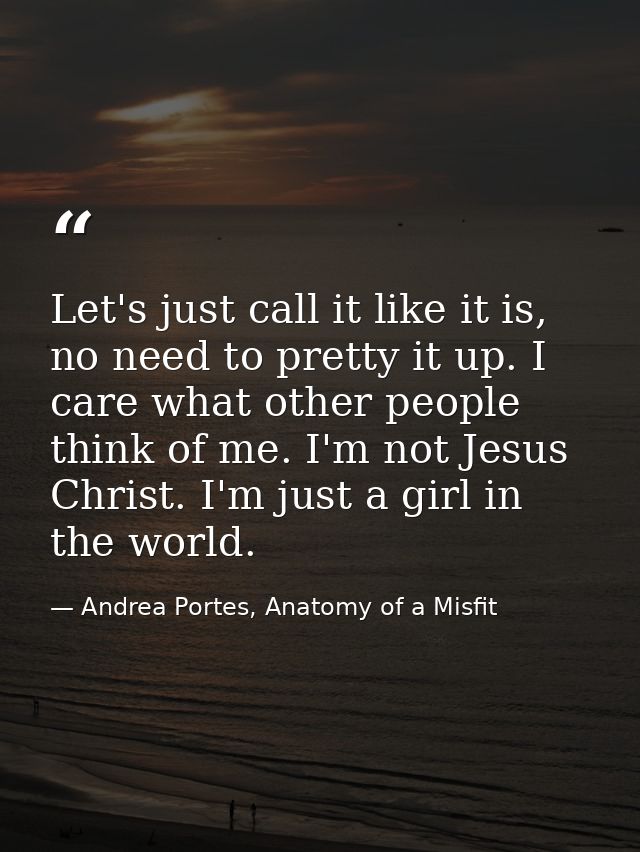 Let's just call it like it is, no need to pretty it up. I care what other people think of me. I'm not Jesus Christ. I'm  — Andrea Portes, Anatomy of a Misfit