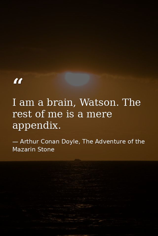 I am a brain, Watson. The rest of me is a mere appendix. — Arthur Conan Doyle, The Adventure of the Mazarin Stone