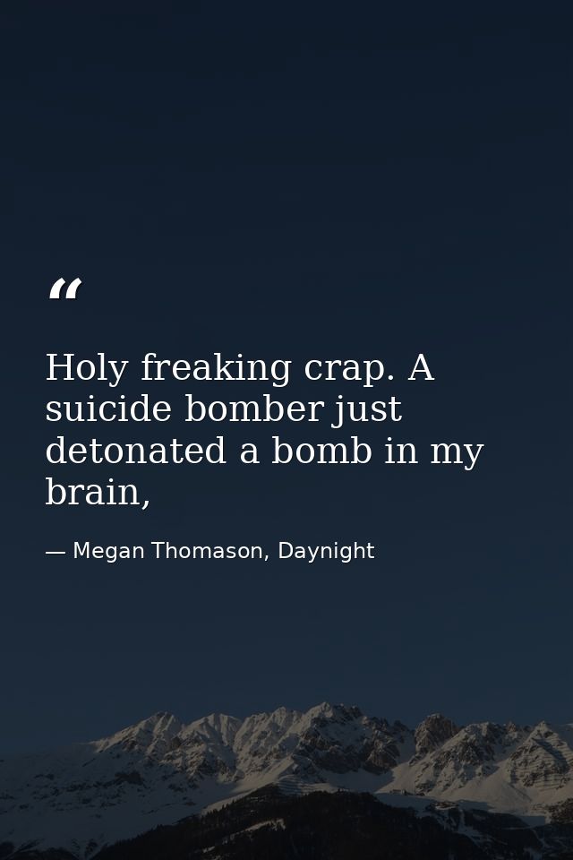 Holy freaking crap. A suicide bomber just detonated a bomb in my brain, — Megan Thomason, Daynight