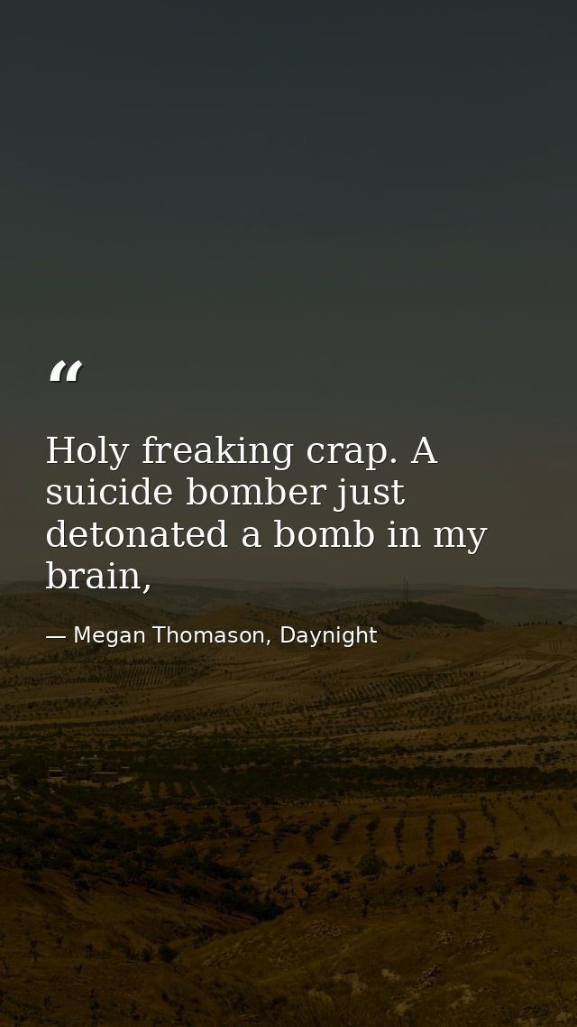 Holy freaking crap. A suicide bomber just detonated a bomb in my brain, — Megan Thomason, Daynight