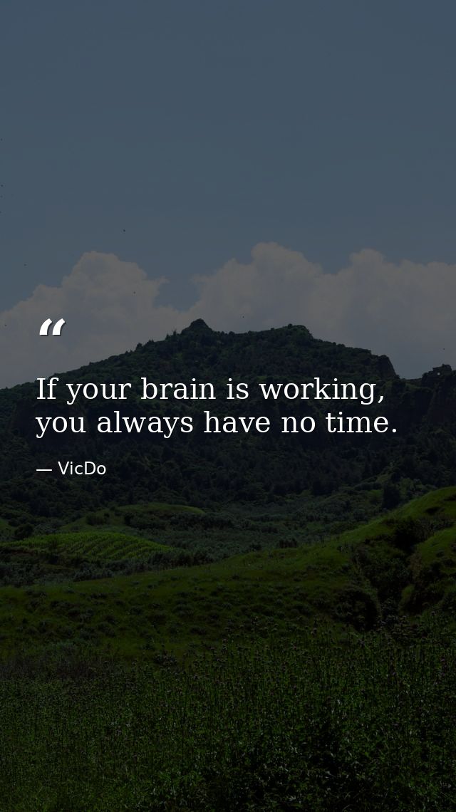If your brain is working, you always have no time. — VicDo