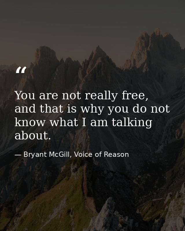 You are not really free, and that is why you do not know what I am talking about. — Bryant McGill, Voice of Reason