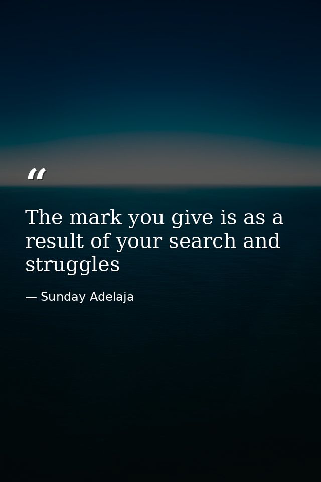 The mark you give is as a result of your search and struggles — Sunday Adelaja