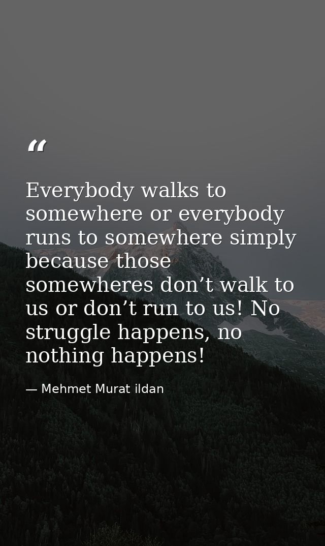 Everybody walks to somewhere or everybody runs to somewhere simply because those somewheres don’t walk to us or don’t ru — Mehmet Murat ildan