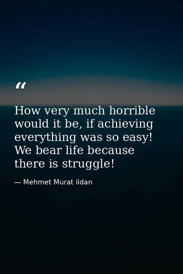 How very much horrible would it be, if achieving everything was so easy! We bear life because there is struggle! — Mehmet Murat ildan