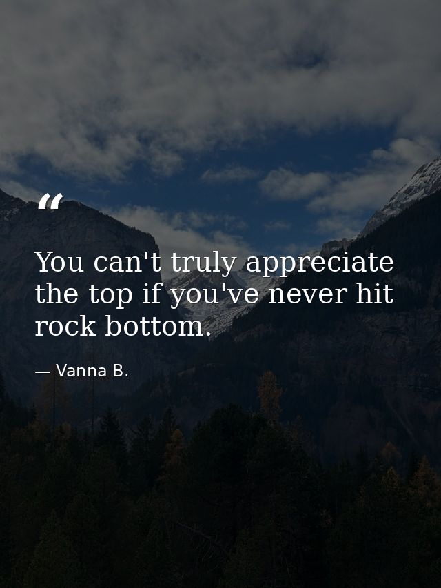 You can't truly appreciate the top if you've never hit rock bottom. — Vanna B.