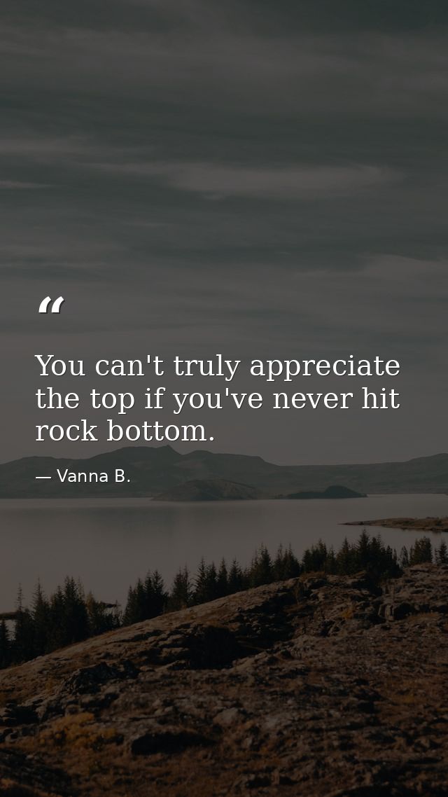 You can't truly appreciate the top if you've never hit rock bottom. — Vanna B.