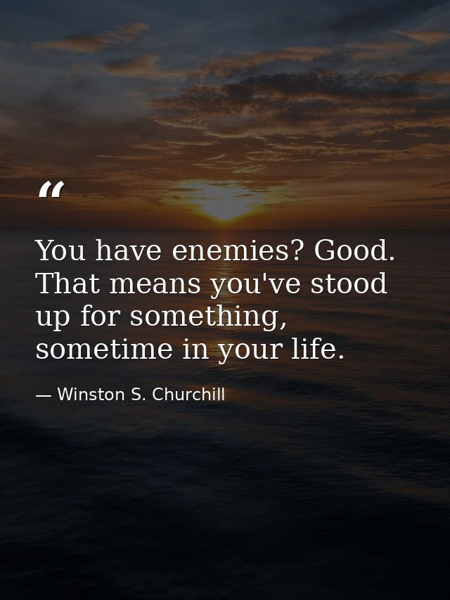 You have enemies? Good. That means you've stood up for something, sometime in your life. — Winston S. Churchill