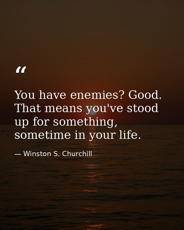 You have enemies? Good. That means you've stood up for something, sometime in your life. — Winston S. Churchill