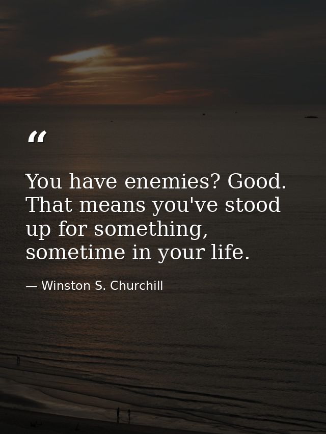 You have enemies? Good. That means you've stood up for something, sometime in your life. — Winston S. Churchill