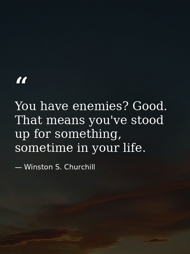 You have enemies? Good. That means you've stood up for something, sometime in your life. — Winston S. Churchill