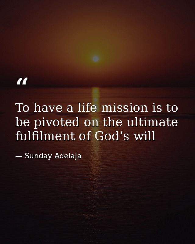 To have a life mission is to be pivoted on the ultimate fulfilment of God’s will — Sunday Adelaja
