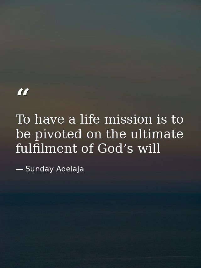 To have a life mission is to be pivoted on the ultimate fulfilment of God’s will — Sunday Adelaja