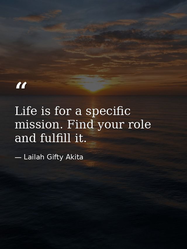 Life is for a specific mission. Find your role and fulfill it. — Lailah Gifty Akita