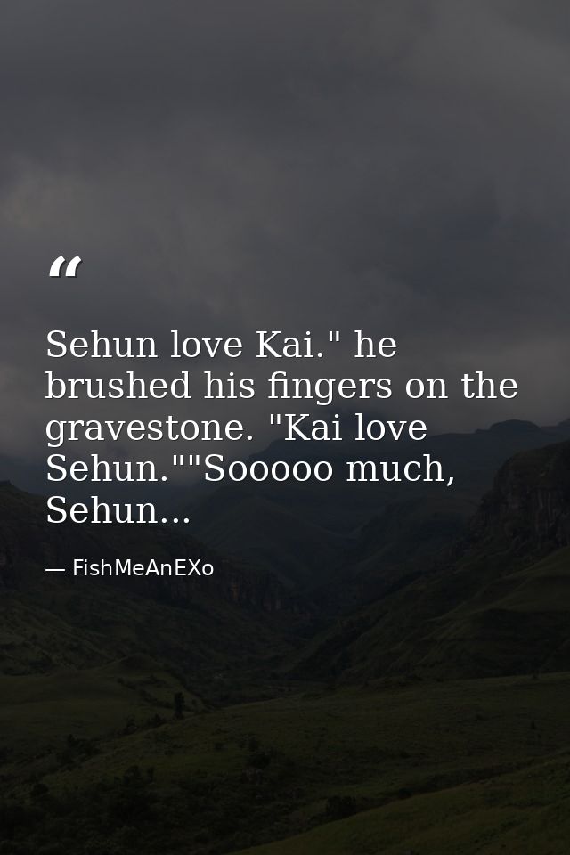Sehun love Kai." he brushed his fingers on the gravestone. "Kai love Sehun.""Sooooo much, Sehun... — FishMeAnEXo
