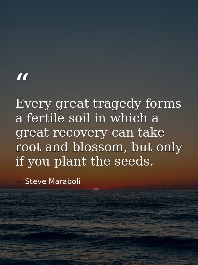 Every great tragedy forms a fertile soil in which a great recovery can take root and blossom, but only if you plant the  — Steve Maraboli