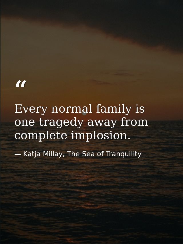 Every normal family is one tragedy away from complete implosion. — Katja Millay, The Sea of Tranquility