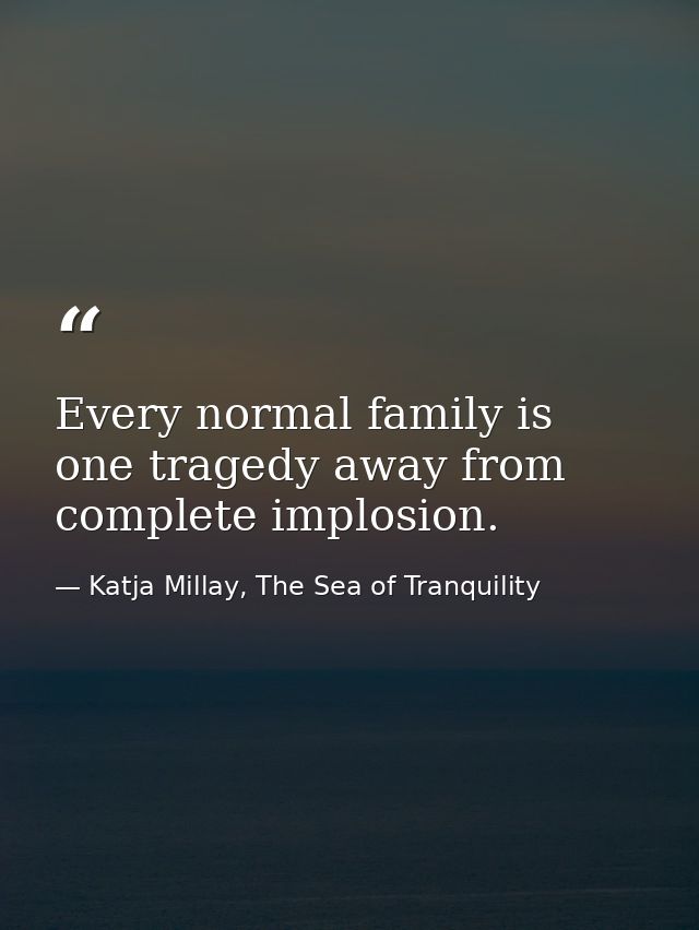 Every normal family is one tragedy away from complete implosion. — Katja Millay, The Sea of Tranquility