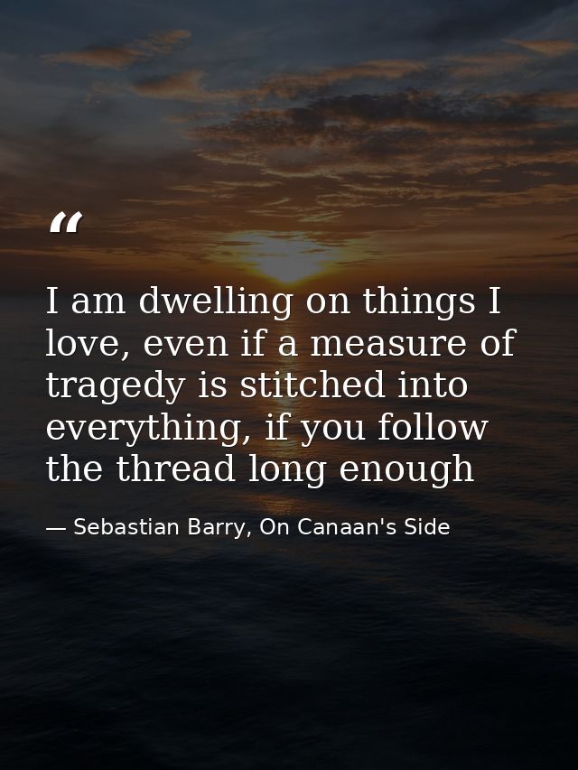I am dwelling on things I love, even if a measure of tragedy is stitched into everything, if you follow the thread long  — Sebastian Barry, On Canaan's Side