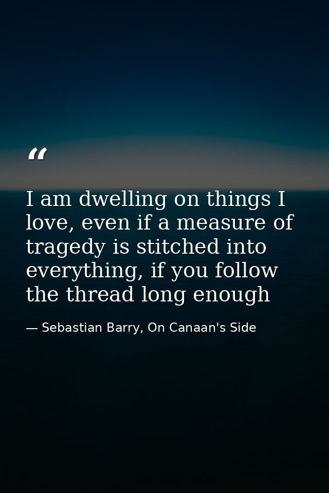 I am dwelling on things I love, even if a measure of tragedy is stitched into everything, if you follow the thread long  — Sebastian Barry, On Canaan's Side