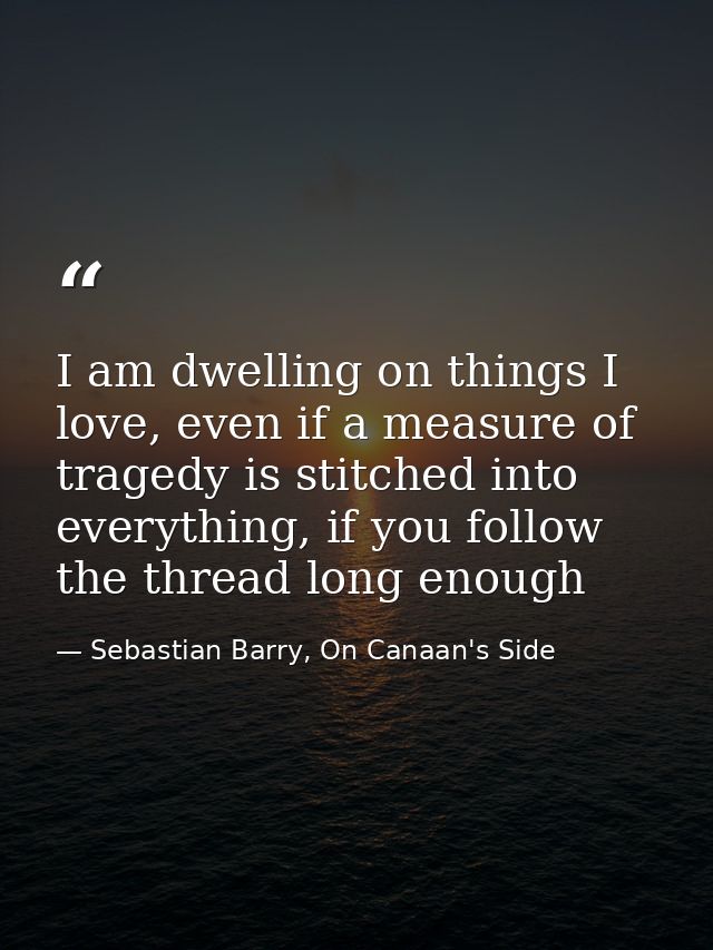I am dwelling on things I love, even if a measure of tragedy is stitched into everything, if you follow the thread long  — Sebastian Barry, On Canaan's Side