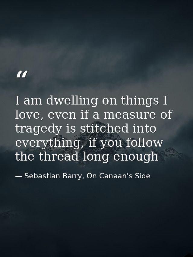I am dwelling on things I love, even if a measure of tragedy is stitched into everything, if you follow the thread long  — Sebastian Barry, On Canaan's Side