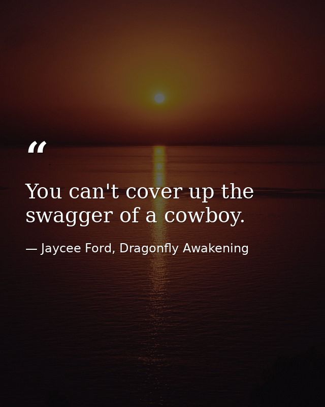 You can't cover up the swagger of a cowboy. — Jaycee Ford, Dragonfly Awakening