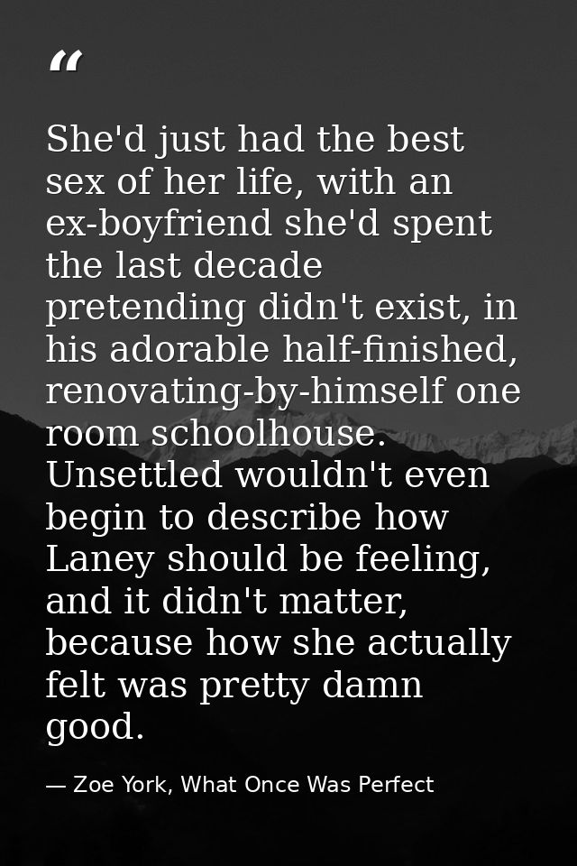 She'd just had the best sex of her life, with an ex-boyfriend she'd spent the last decade pretending didn't exist, in hi — Zoe York, What Once Was Perfect