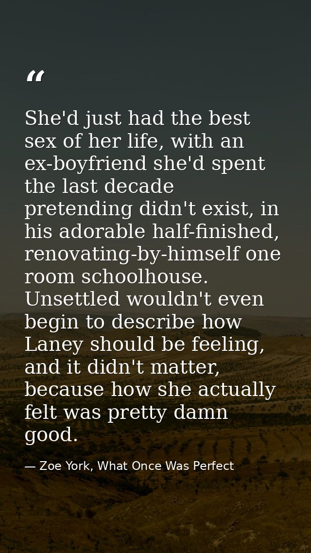 She'd just had the best sex of her life, with an ex-boyfriend she'd spent the last decade pretending didn't exist, in hi — Zoe York, What Once Was Perfect