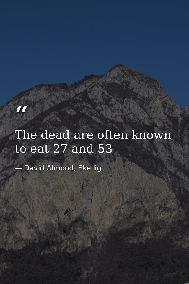 The dead are often known to eat 27 and 53 — David Almond, Skellig