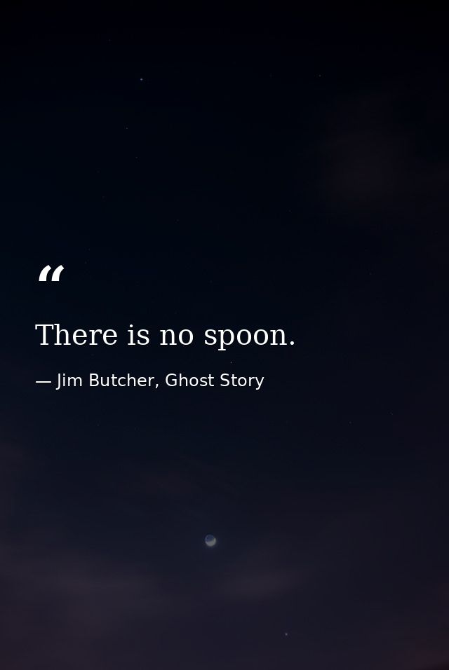 There is no spoon. — Jim Butcher, Ghost Story