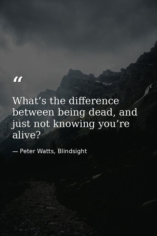 What’s the difference between being dead, and just not knowing you’re alive? — Peter Watts, Blindsight