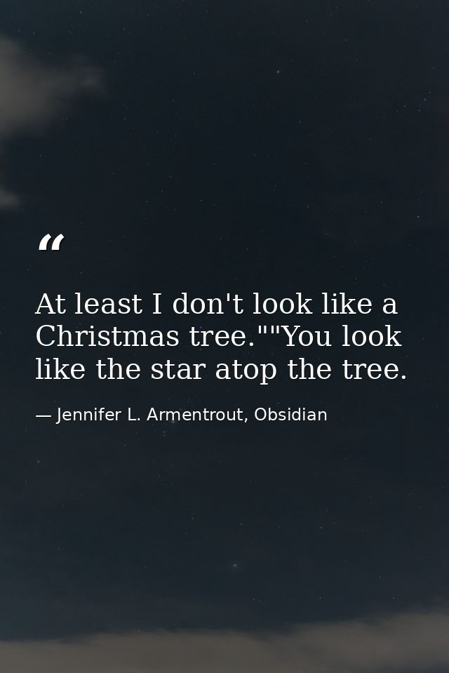 At least I don't look like a Christmas tree.""You look like the star atop the tree. — Jennifer L. Armentrout, Obsidian