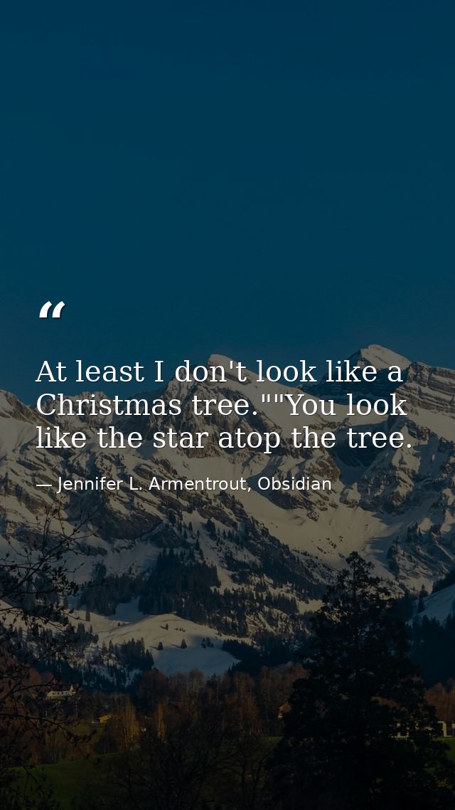 At least I don't look like a Christmas tree.""You look like the star atop the tree. — Jennifer L. Armentrout, Obsidian