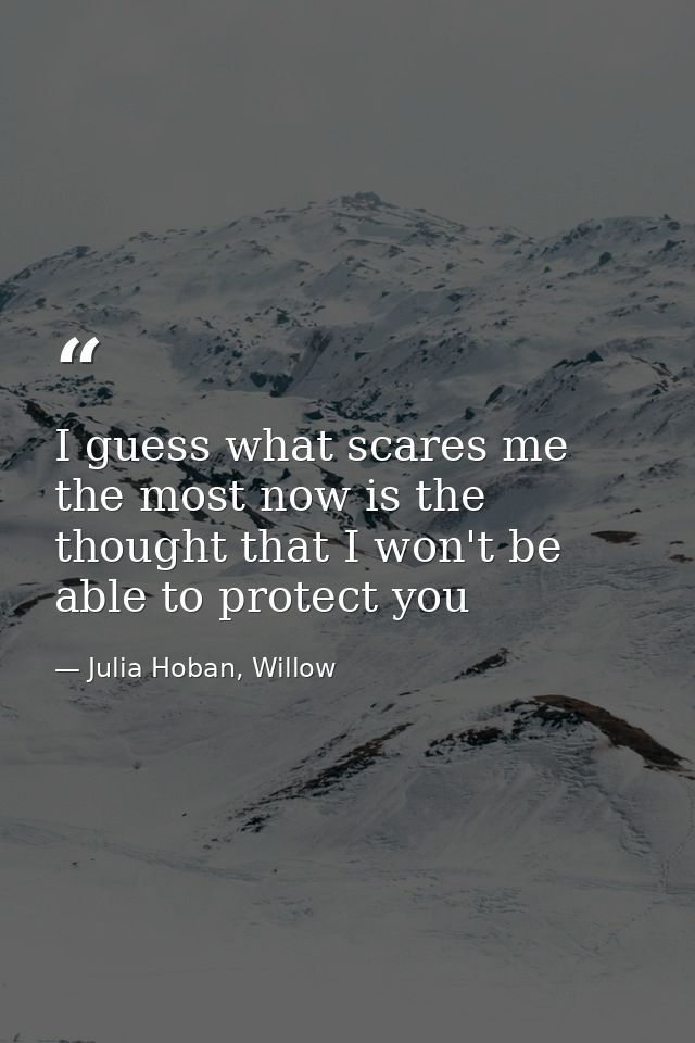 I guess what scares me the most now is the thought that I won't be able to protect you — Julia Hoban, Willow