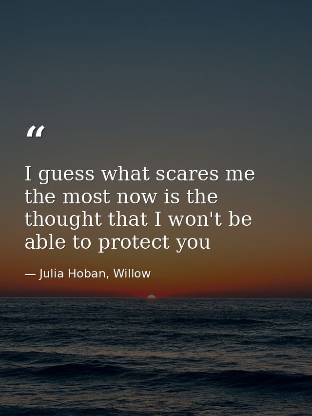 I guess what scares me the most now is the thought that I won't be able to protect you — Julia Hoban, Willow