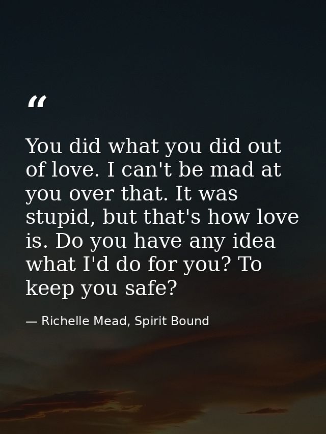 You did what you did out of love. I can't be mad at you over that. It was stupid, but that's how love is. Do you have an — Richelle Mead, Spirit Bound